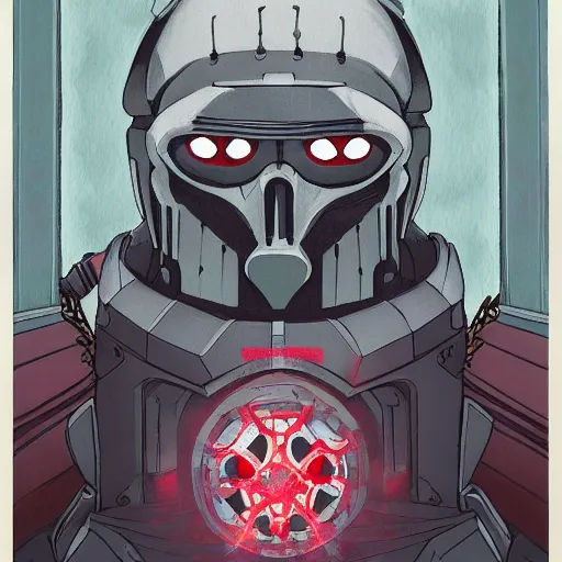 Image similar to the doomslayer, art by studio ghibli symmetry!!