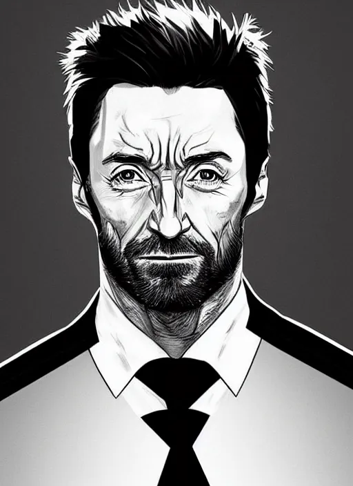 Prompt: Hugh Jackman portrait, digital art, trending on Artstation