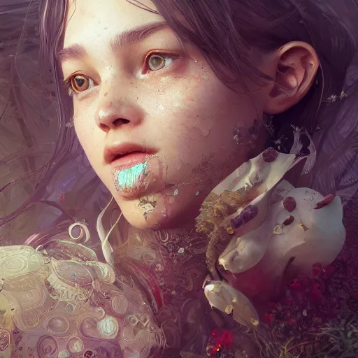 Image similar to life could be a dream, au naturel, hyper detailed, digital art, trending in artstation, cinematic lighting, studio quality, smooth render, unreal engine 5 rendered, octane rendered, art style by klimt and nixeu and ian sprigger and wlop and krenz cushart