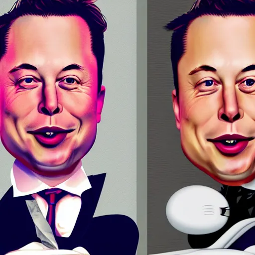 Image similar to elon musk as a caricature drawing