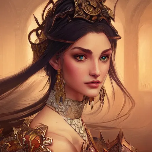 Image similar to Hanif Bali, closeup, D&D, fantasy, intricate, elegant, highly detailed, digital painting, artstation, concept art, matte, sharp focus, illustration, hearthstone, art by Artgerm and Greg Rutkowski and Alphonse Mucha