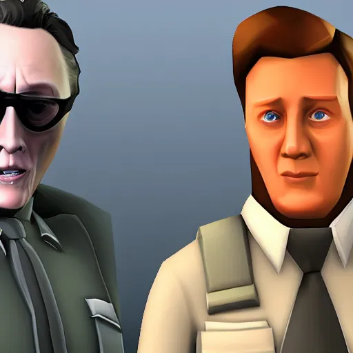 Prompt: Christopher Walken as a character in the game Team Fortress 2, with a background based on the game Team Fortress 2