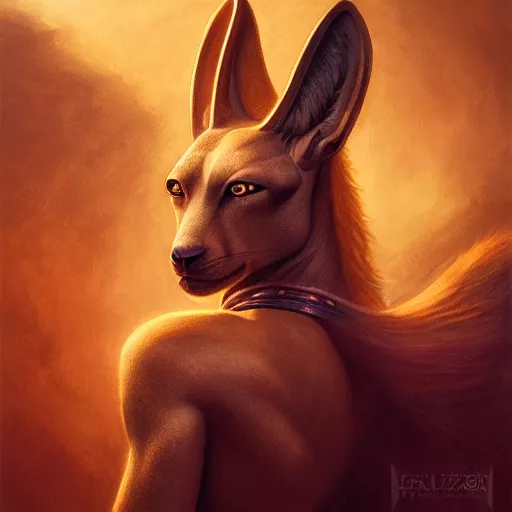 Prompt: majestic gracious anubis female warrior portrait, menacing, atmospheric lighting, painted, intricate, volumetric lighting, beautiful, rich deep colours masterpiece, golden hour, golden ratio, sharp focus, ultra detailed, by leesha hannigan, ross tran, thierry doizon, kai carpenter, ignacio fernandez rios