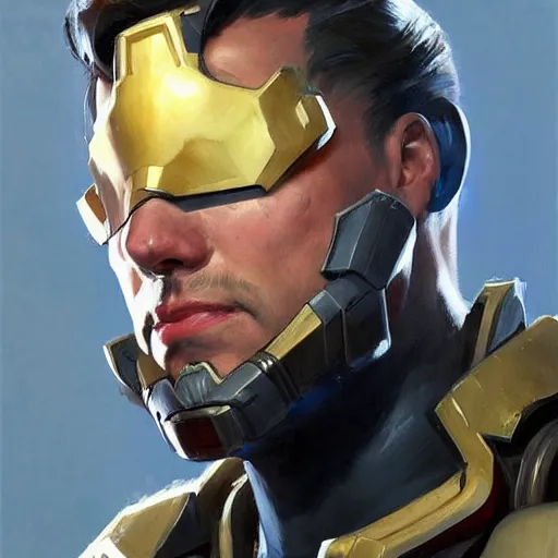 Image similar to greg manchess portrait painting of fully armored cap america as overwatch character, medium shot, asymmetrical, profile picture, organic painting, sunny day, matte painting, bold shapes, hard edges, street art, trending on artstation, by huang guangjian and gil elvgren and sachin teng