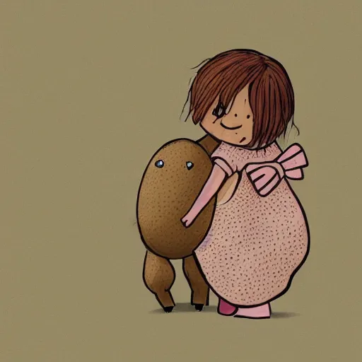 Image similar to a worm and a doll hugging each other