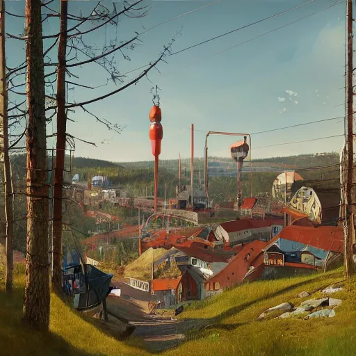 Image similar to futuristic sweden, by carl larsson and simon stalenhag, highly detailed, 4 k