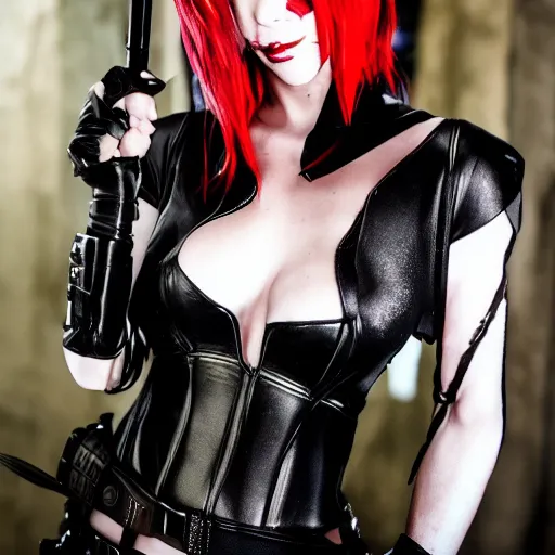 Prompt: rayne from bloodrayne cosplay, photography