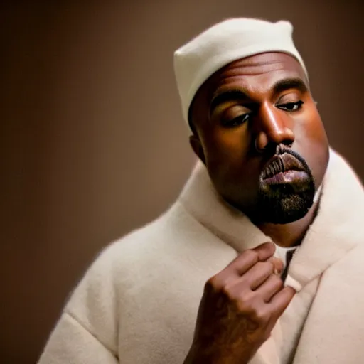 Image similar to a cinematic film still of Kanye West dressed as Shakespeare, portrait, 40mm lens, shallow depth of field, close up, split lighting, cinematic