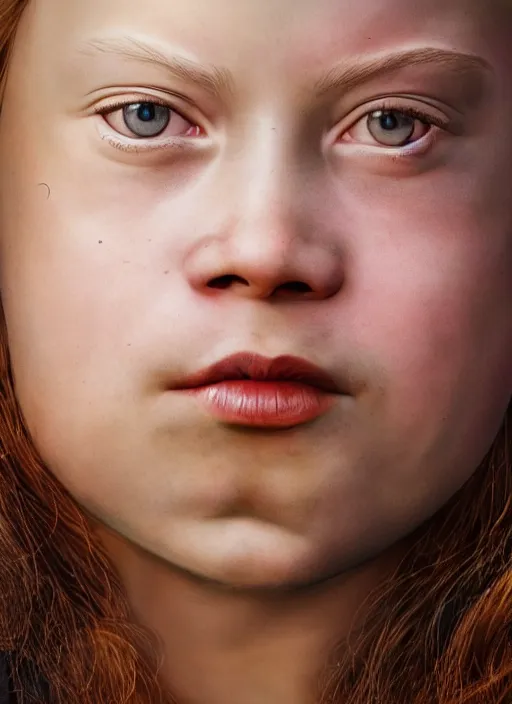 Image similar to closeup portrait of greta thunberg gil elvgren style, depth of field, zeiss lens, detailed, symmetrical, centered, fashion photoshoot, by Annie Leibovitz and Steve McCurry, David Lazar, Jimmy Nelsson, Breathtaking, 8k resolution, extremely detailed, beautiful, establishing shot, artistic, hyperrealistic, beautiful face, octane render