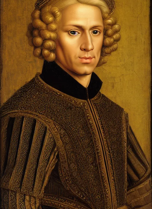 Image similar to portrait of a blond handsome man in renaissance style, High Res 8K,hyperdetailed