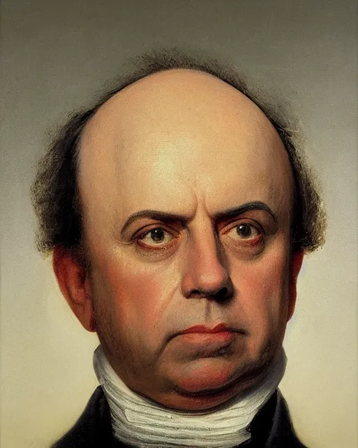 Image similar to upper body portrait of paul giamatti! as united states president john quincy adams, 1 8 2 7, official portrait, oil on canvas by anton otto fischer, trending on artstation