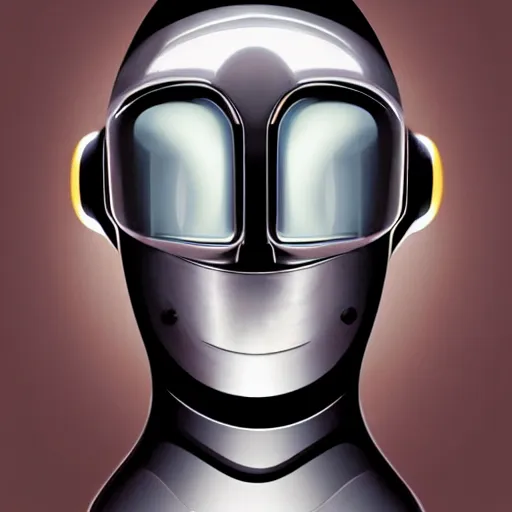Prompt: airbrush illustration for omni magazine of a chrome robot head, illustration, airbrush, magazine cover — c 1 0 n 6