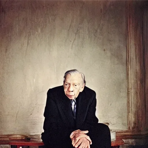 Image similar to “An Annie Leibovitz portrait of Jorge Luis Borges”