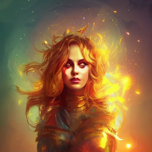 Prompt: the golden witch, artstation, colourful, fantasy digital art, beautiful composition, masterpiece, artstation