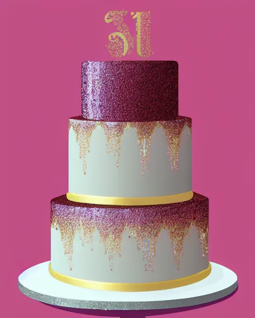 Prompt: elegant quartz raspberry wedding cake dripping fondant, stylized, sparkling, glitter, gilding, ornate, sylvain sarrailh, artstation