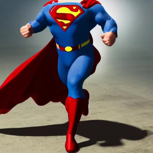 Image similar to Danny DeVito as Superman, 8k, highly detailed, Unreal Engine render