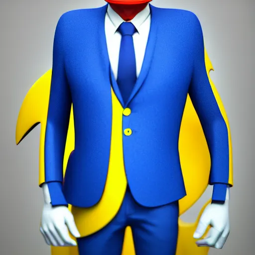 Image similar to Pac-Man wearing a suit, octane render, 3d render, trending on artstation