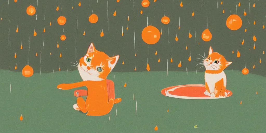 Image similar to an orange tabby kitten waiting in the rain in chuncheon by richard scarry