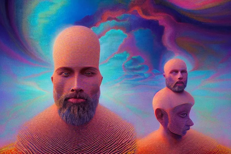 Image similar to surreal Portrait of The God who made the world and everything in it who is the Lord of heaven and earth and does not live in temples built by hands in dmt chromatic surreal liquid enviroment , elegant, highly detailed, smooth, photoreal, sharp focus, illustration, beautiful, geometric, dmt trending on artstation, cinematic, artwork by WLOP