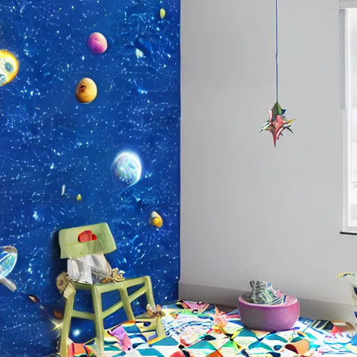 Image similar to a tileable seamless space@themed wallpaper designed for kids