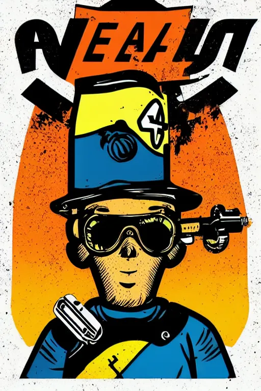 Image similar to fallout 7 6 retro futurist illustration art by butcher billy, sticker, colorful, illustration, highly detailed, simple, smooth and clean vector curves, no jagged lines, vector art, smooth andy warhol style