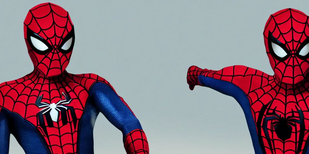 Prompt: Tobey Maguire Spider-Man costume, the style of Sam Raimi, 2004, silver webbing on costume, movie poster, MCU, Marvel, ultra realistic, 4K, movie still, UHD, sharp, detailed, cinematic, render, modern