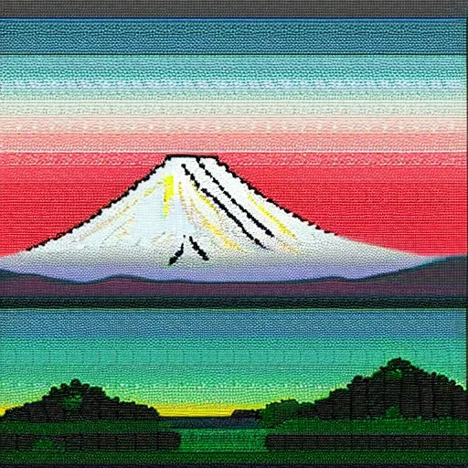 Image similar to Pixel art of mount Fuji