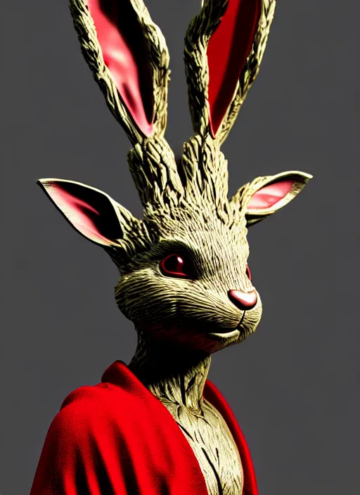 Prompt: rabbit groot as marble statue, red sunglasses, in red background, soft red texture, red realistic 3 d render, high red lights, 4 k, high detailed photography cape, 5 0 mm lens, rich red colors, smooth gradients, depth of field, cinematic