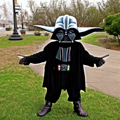 Prompt: Yoda dressed as Darth Vader