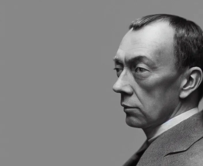 Image similar to 4 k hd, high detail photograph of serghei rachmaninoff, shot with sigma f / 4. 2, 2 5 0 mm sharp lens, wide shot, consistent, volumetric lighting, high level texture render