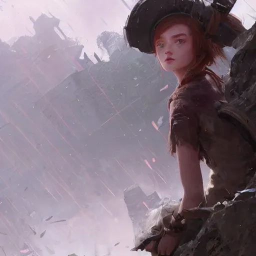 Image similar to a highly detailed epic cinematic concept art CG render digital painting artwork: teenage Sadie Sink in action. By Greg Rutkowski, Ilya Kuvshinov, WLOP, Stanley Artgerm Lau, Ruan Jia and Fenghua Zhong, trending on ArtStation, subtle muted cinematic colors, made in Maya, Blender and Photoshop, octane render, excellent composition, cinematic atmosphere, dynamic dramatic cinematic lighting, precise correct anatomy, aesthetic, very inspirational, arthouse