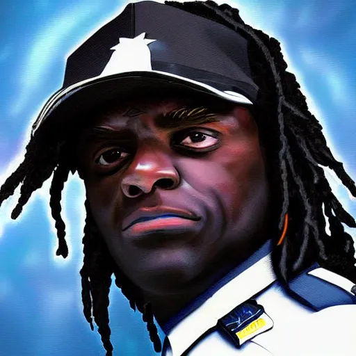 Image similar to chief keef as a police officer digital art very detailed 4 k detailed super realistic