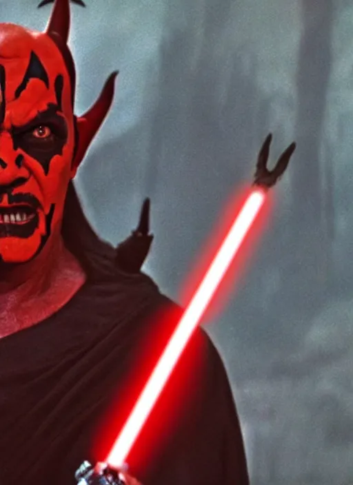 Image similar to film still of jack nicholson as darth maul in the new star wars movie, 4 k