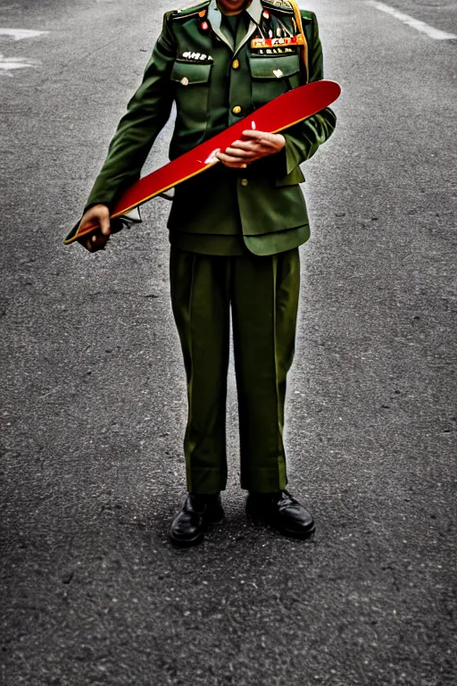 Image similar to vietnam soldier with skateboard, portrait, cinematic, bokeh, extreme detailed, vogue photo style, proportional, dynamic composition, intricate, comfort posse, smooth, sharp focus, body features, ultra realistic, award winning photo, captured by nikon d 8 5 0,, 4 k, full body.