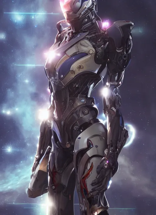 Prompt: photo of a cyborg girl on a space ship, warframe armor, beautiful face, scifi, nebula reflections, stars, professionally color graded, 8 k high definition, insanely detailed, intricate, innocent, art by akihiko yoshida and artgerm