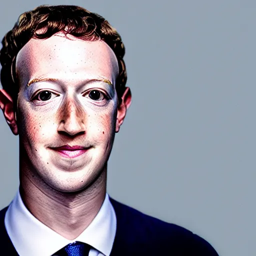 Image similar to a portrait photograph of Mark Zuckerberg as an alien