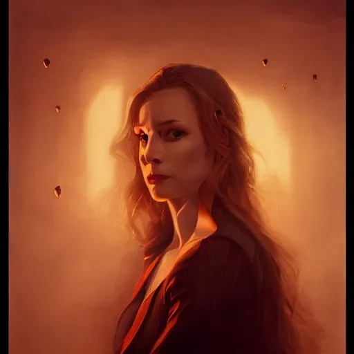 Image similar to Riveting high society regal female vampire portrait, atmospheric lighting, painted, intricate, volumetric lighting, beautiful, rich deep colors masterpiece, golden hour, sharp focus, ultra detailed, by Leesha Hannigan, Ross Tran, Thierry Doizon, Kai Carpenter,Ignacio Fernández Ríos