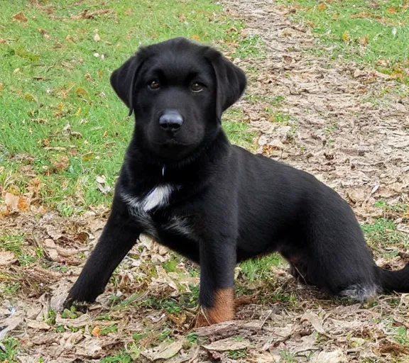 Prompt: A black labrador and Australian shepherd mix breed dog