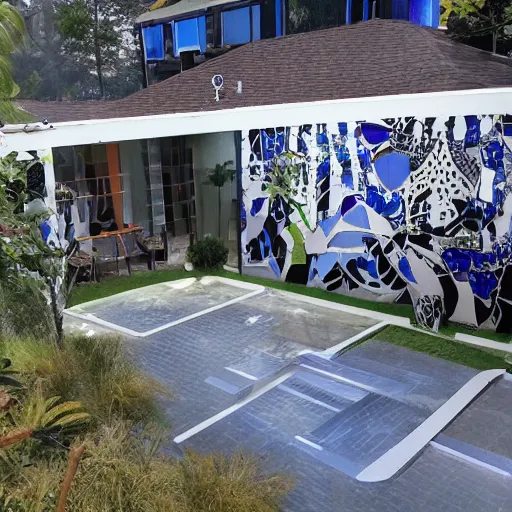 Prompt: mural on the wall of a modern home, stunning architecture, famous interior design style