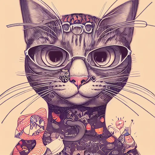 Image similar to crazy cat lady, extremely detailed, sharp focus, wide view, full body shot, smooth, digital illustration, by james jean, by rossdraws, frank franzzeta, sakimichan