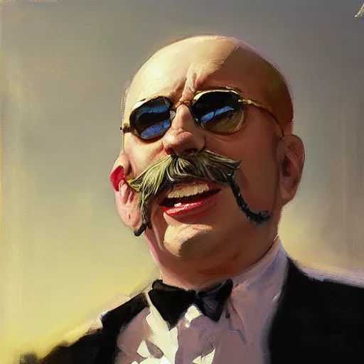 Prompt: greg manchess portrait painting of doctor eggman, medium shot, asymmetrical, profile picture, organic painting, sunny day, matte painting, bold shapes, hard edges, street art, trending on artstation, by huang guangjian and gil elvgren and sachin teng