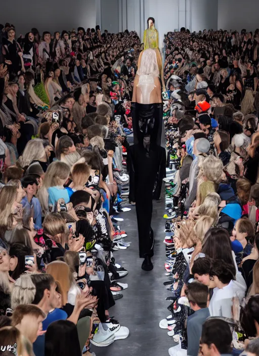 Image similar to hyperrealistic and heavy detailed balenciaga runway show of rick and morty , Leica SL2 50mm, vivid color, high quality, high textured, real life