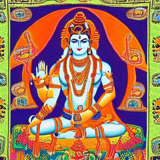 Prompt: goddess shiva highly detailed hindu tapestry art, 8k