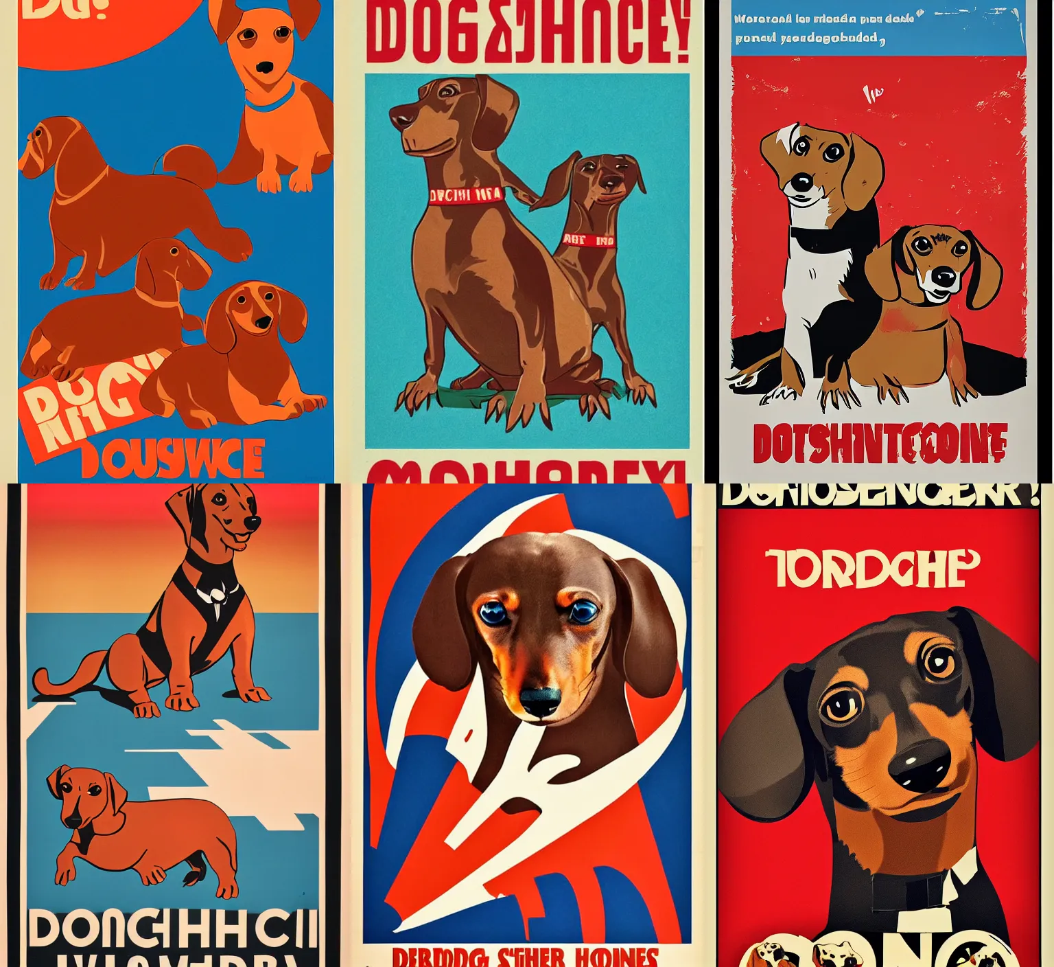 Prompt: retro propaganda poster supporting Dachshund supremacy