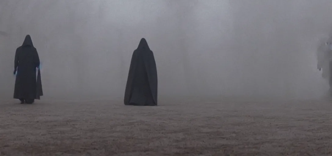 Image similar to prince of darkness waking from his coffin, foggy, cinematic shot, photo still from movie by denis villeneuve, wayne barlowe