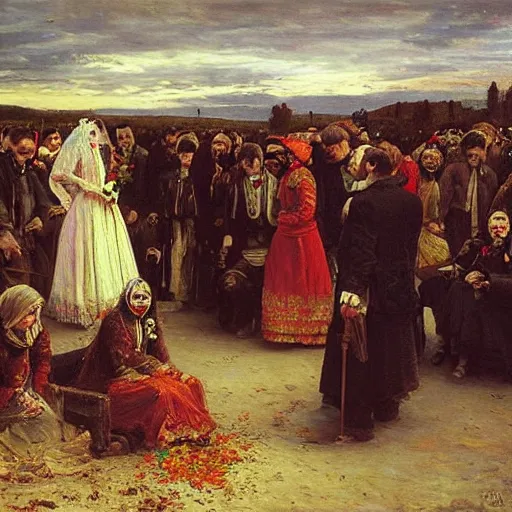 Image similar to wedding of the dead by vasily grigoryevich perov