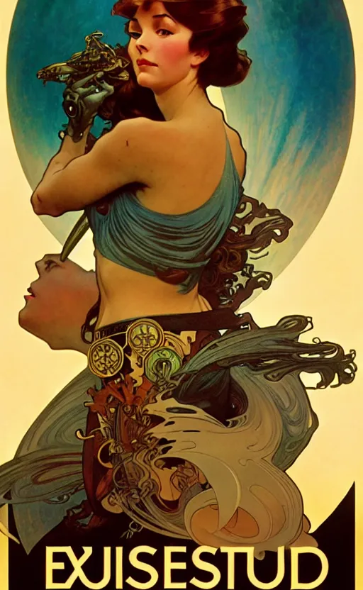 Image similar to exquisite imaginative scifi poster art, movie art, by lucusfilm, weta studio, alphonso mucha, james jean, frank frazetta, 8 k, denoised, sharp, crisp, high quality, cinematic