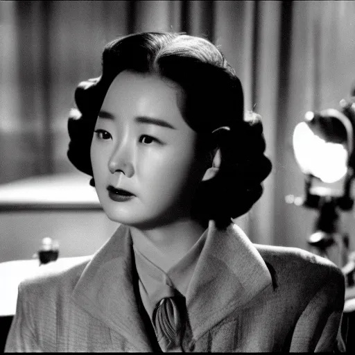 Image similar to 1950s Korean thriller film noir, Choi Eun-hee, 35mm film, Cooke Varotal 20-100 T3.1