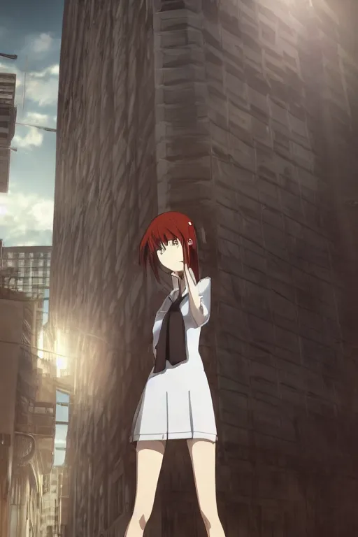 Prompt: Tonemapped Kurisu Makise by Akihiko Yoshida and Makoto Shinkai, with backdrop of Natural Light