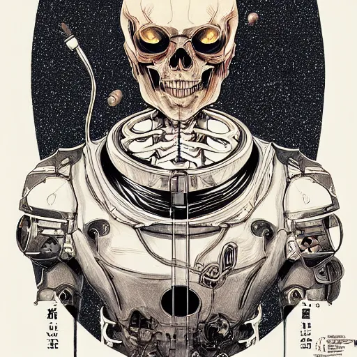 Prompt: anime manga skull portrait young man skeleton, astronaut space, intricate, elegant, highly detailed, digital art, ffffound, art by JC Leyendecker and sachin teng